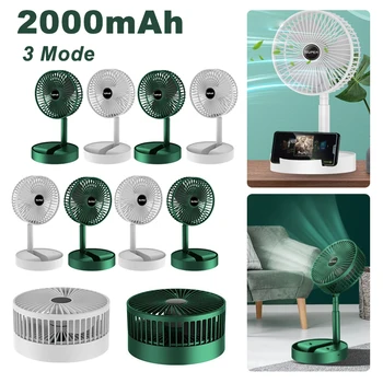 접이식 휴대용 신상 스탠드 선풍기, 6 인치 접이식 텔레스코픽 바닥, USB 충전식 배터리 포함, 3 단 속도, 높이 조절 가능