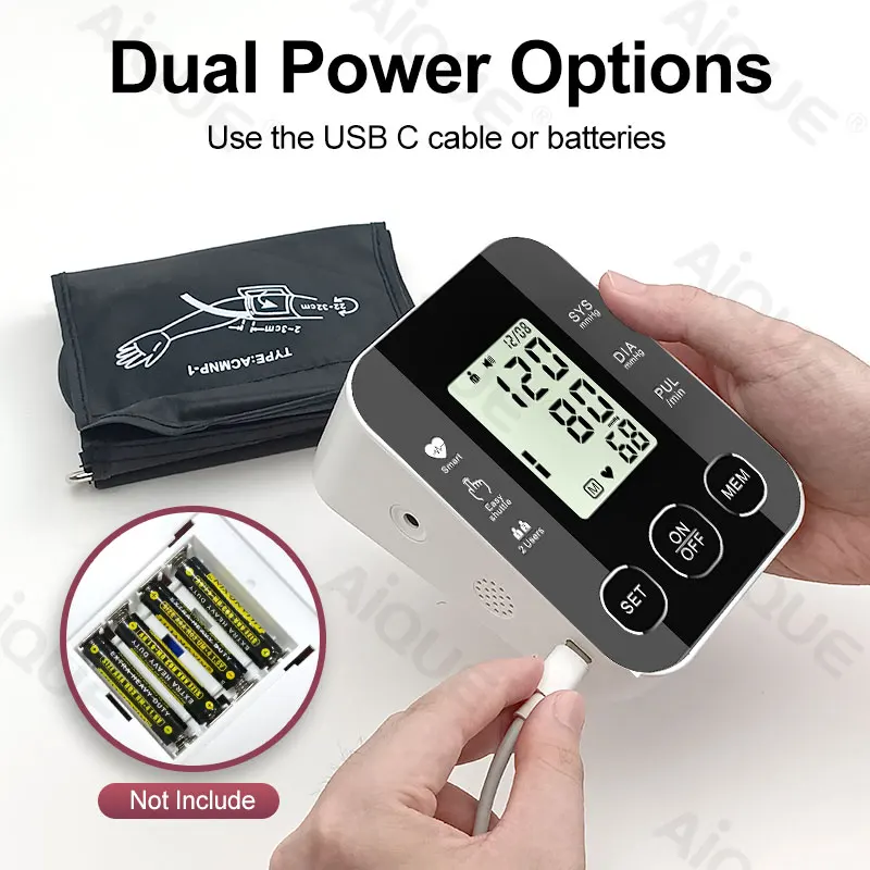 JUSTLANG Medical Arm Blood Pressure Monitor Digital Tensiometer Tonometer Baumanometer 22-32 CM Cuff Health Care for Adult 5