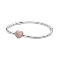Bracelet en argent pur 925% pour femmes, zircon en forme de cœur romantique, bijoux à breloques originaux, cadeau de saint-valentin, offre spéciale 4