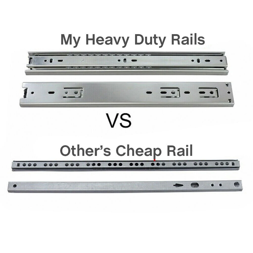 Stainless Steel Thickened Hydraulic Damping Buffer Drawer Slider Silent Three-section Guide Rail 3 Folds Full Extension Bearing