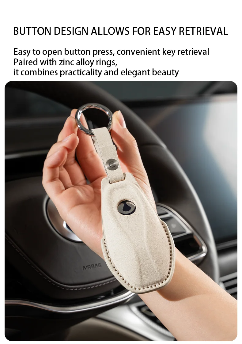 Suede keybag For DENZA D9 2025-2023 Remote key protection cover Suede keycase Ca