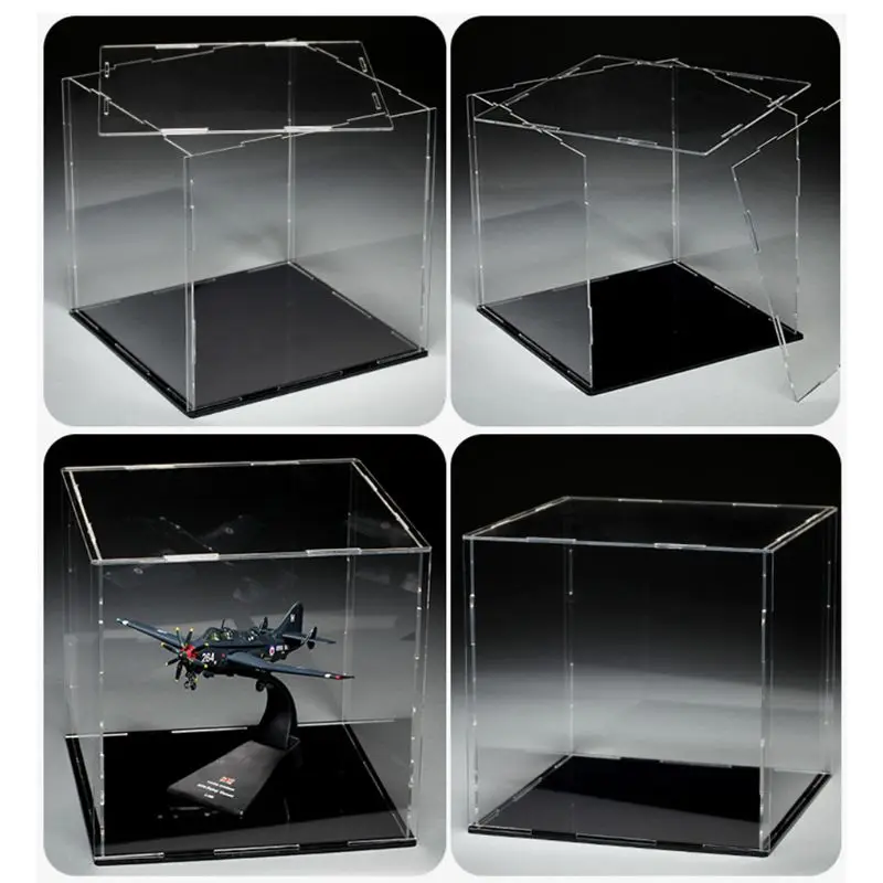 Vitrine Acrylique JUJOMAT Avec Base Noire 35x35x35cm - Boîte Transparente Anti-Poussière Pour Figurines Et Collections