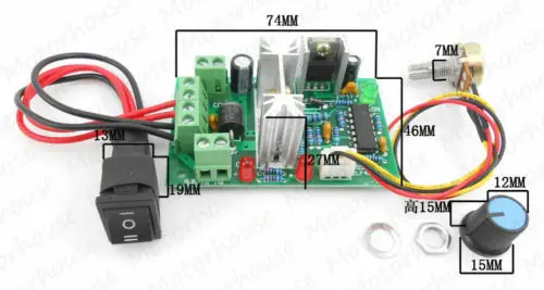 DC 12V 24V 36V PWM DC Motor Speed Controller CW CCW Reversible Adjustable Regulator Switch For 785/775 60W-150W motor