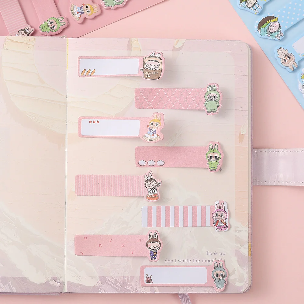 Labubu Sticky Notes Set - 8 x 20 Sheets, 80 GSM Self-Adhesive Memo Strips for Office, School, Planner, Journal, Self-Stick Notes 6