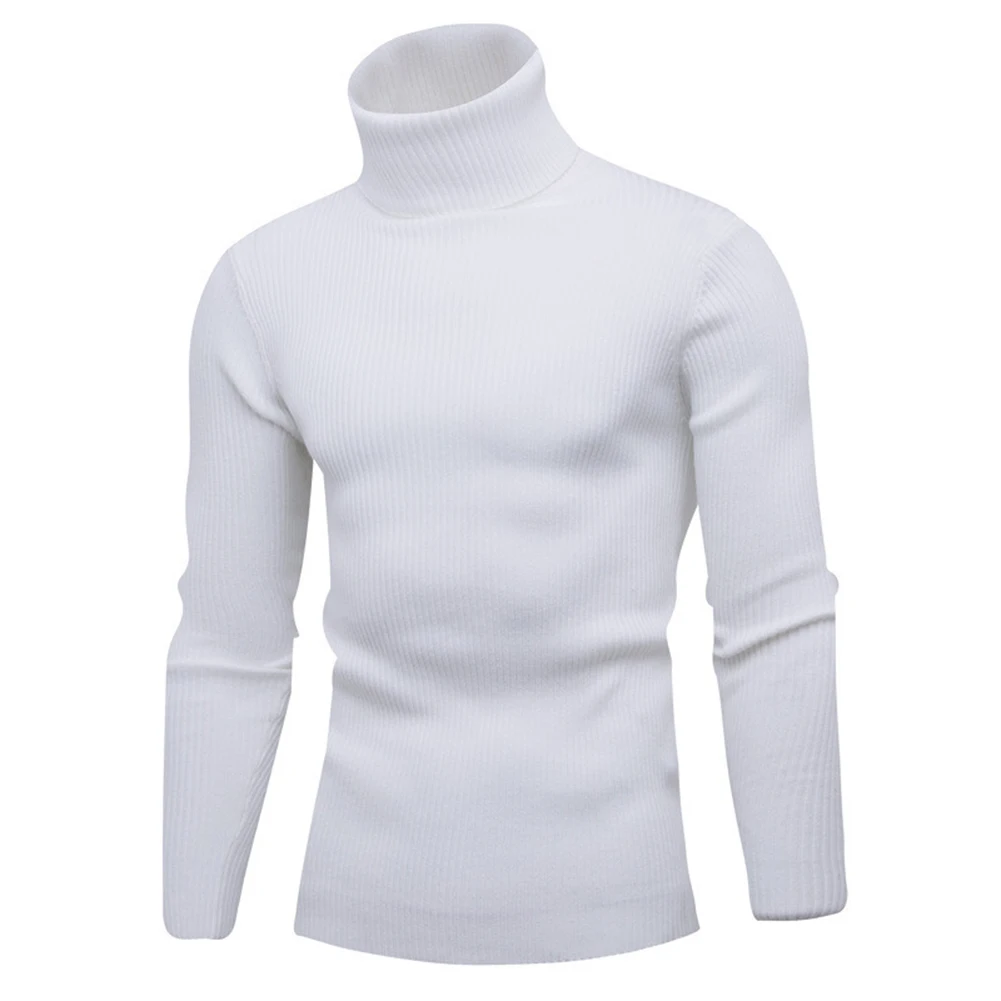 

Turtleneck Sweater Mens Pullover Casual Fitting High Collar Knit Long Sleeve Pullover Solid Color Sweater Comfy