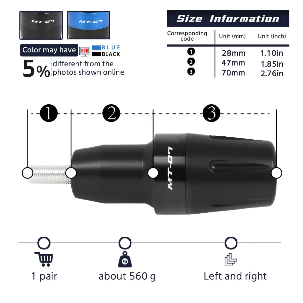 Motorcycle crash protectors MT-07 frame sliders crash protector for YAMAHA MT07 2014-2025 FZ07 Tracer 700/GT 7