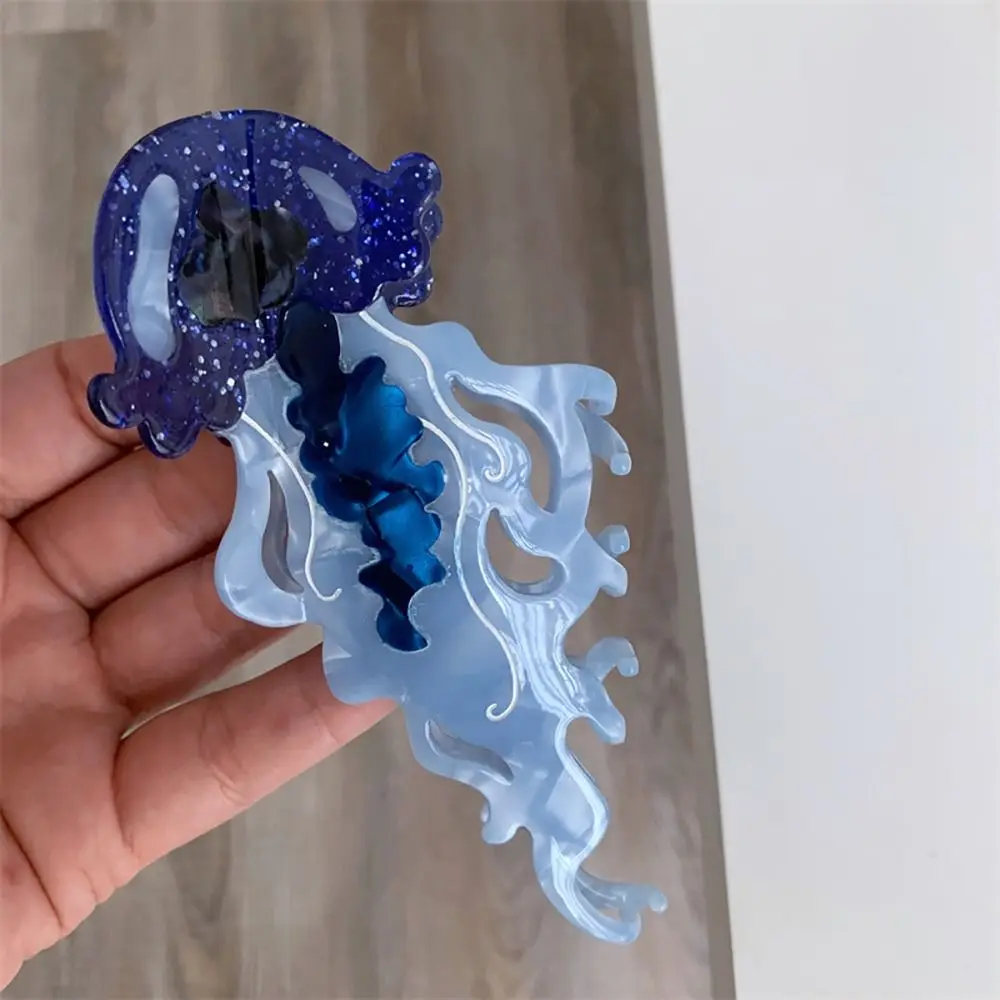 1Pcs Neue Shark Quallen Haar Clip Acetat Labge Marine Leben Haar Klaue Sommer Strand Bunte Haar Zubehör Frauen Mädchen