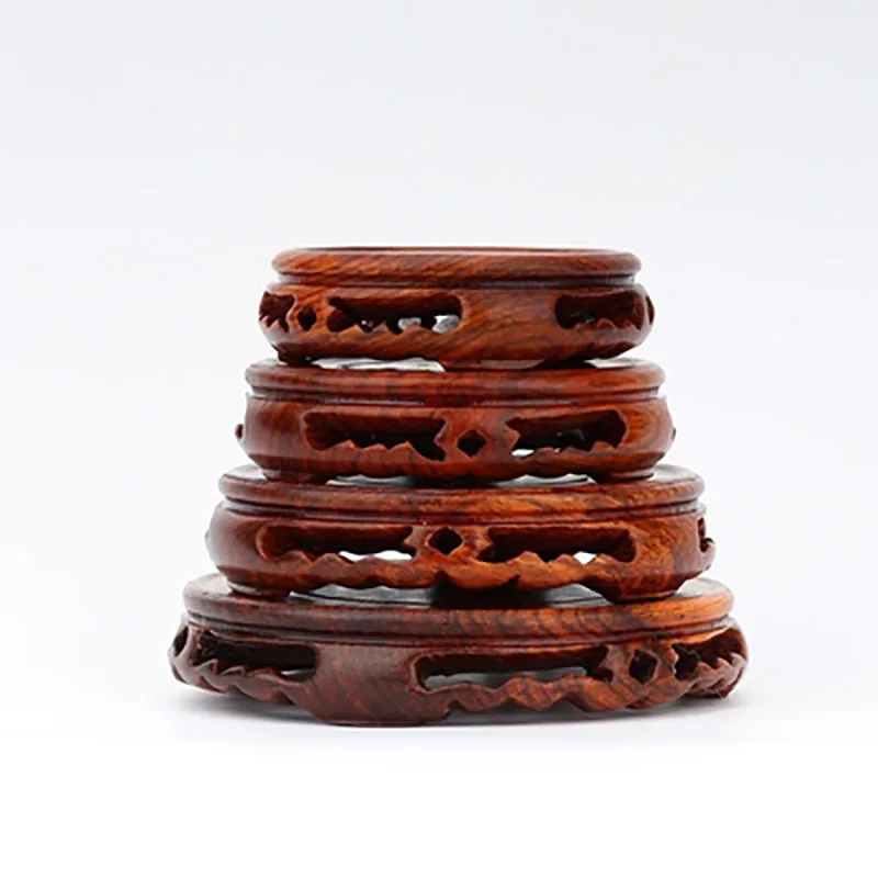 Rosewood rosewood carving, Buddha Decoration Base, Round Solid Wood with Stone Base