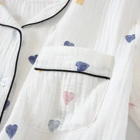 Japanese style spring, summer and autumn new ladies cotton gauze home service suit long-sleeved trousers cute cartoon suit women - Image 5