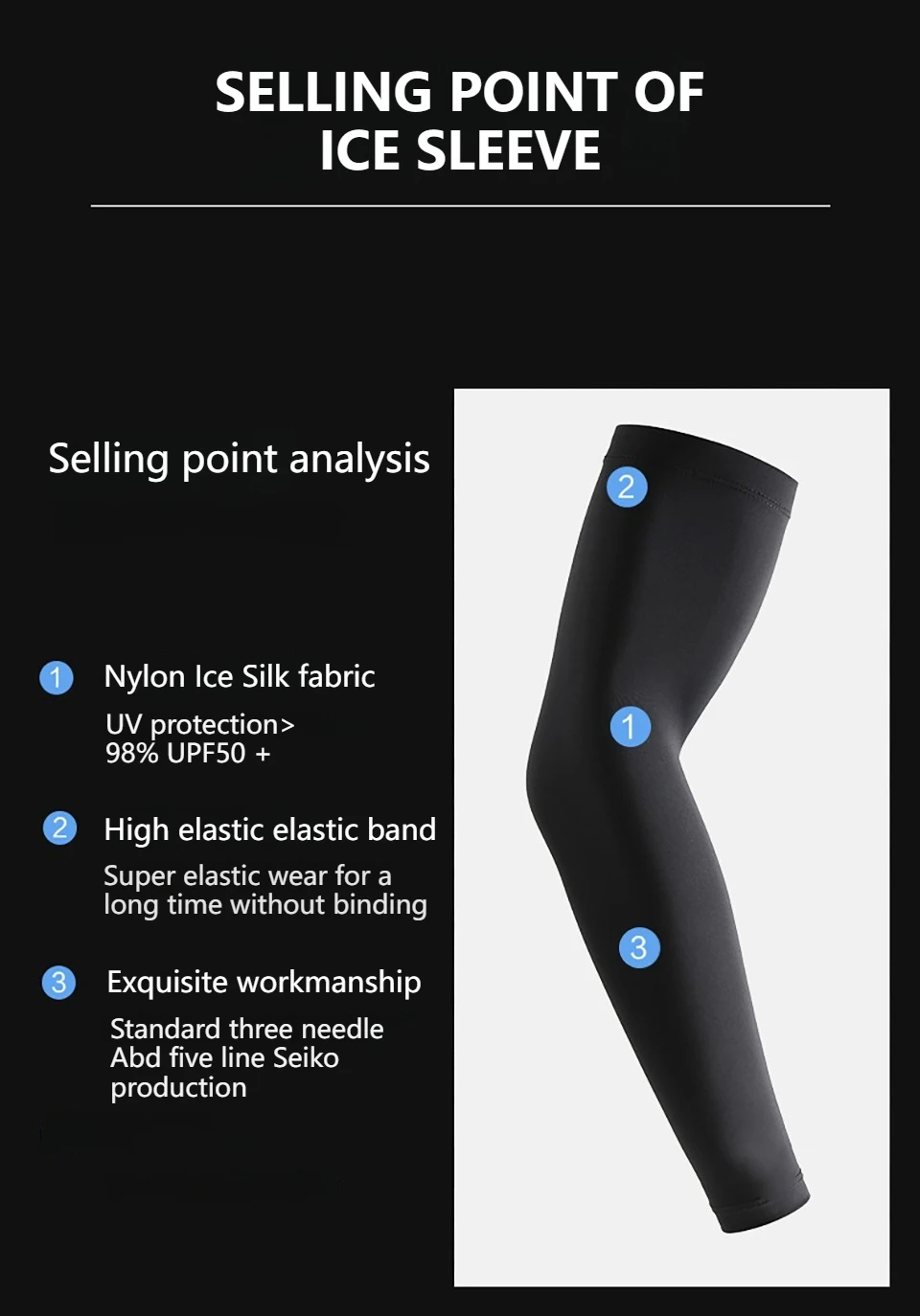 GTUBIKE Armstulpen Atmungsaktiv Schnelltrocknend UV-Schutz Radsport-Sportarmstulpen Eisstoff Sonnenschutz Sportbekleidung Fitness-Armstulpen – Detail 2