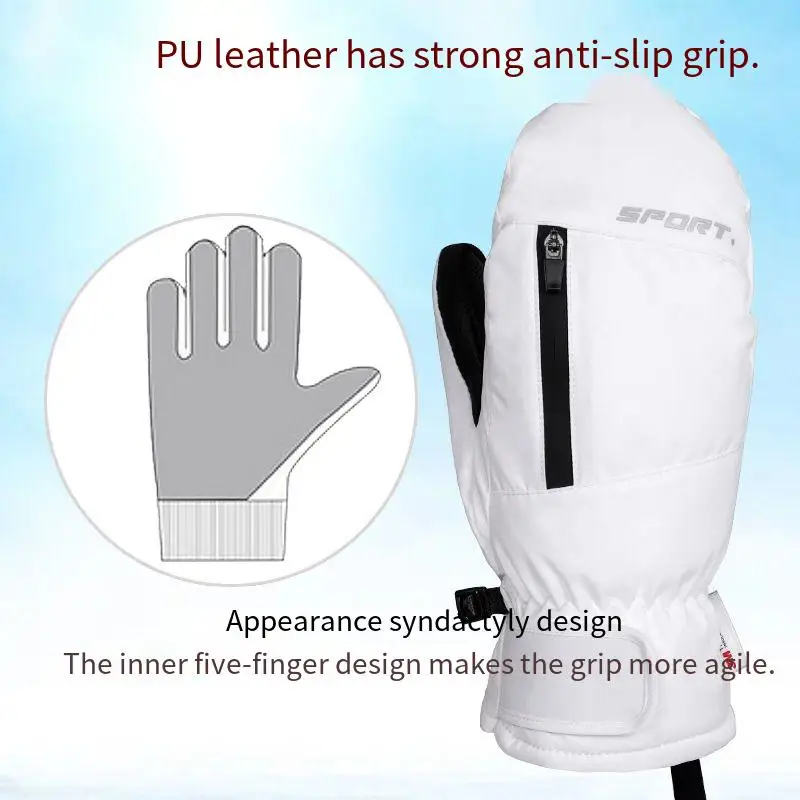 Winter Ski Gloves Waterproof Windproof Touch Screen Men's And Women's Fleece Outdoor Climbing And Cycling Warm Gloves 5