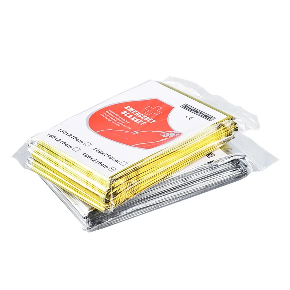 160x210cm Gold 130x210cm Silver Blankets Solar Space Blanket Reflectiv Film Camping Survival Safety Aid Insulating Mylar Thermal