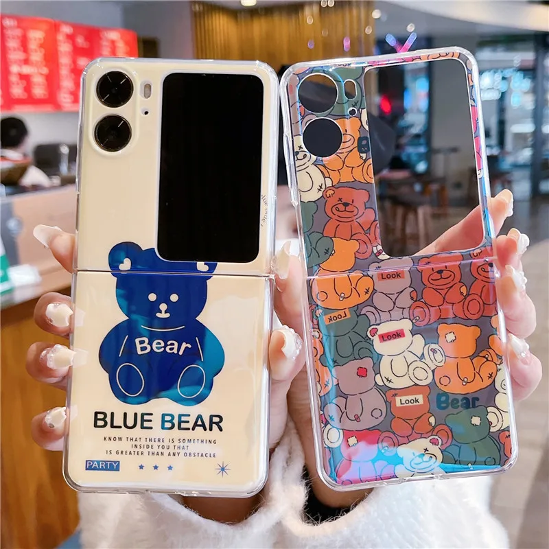 Custodia Per Telefono Blu Ray Per Oppo Find N2 Flip Cute Bear Cover Antiurto