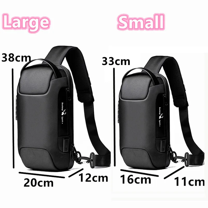 Men's Waterproof USB Oxford Crossbody Bag Anti-theft Shoulder Sling Bag Multifunction Short Travel Messenger Chest Pack For Male 2