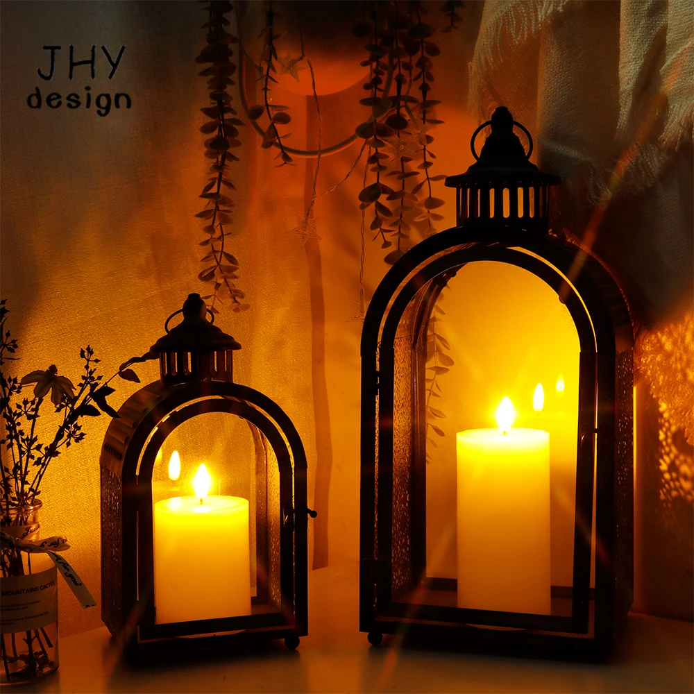 

2Pcs Metal Vintage Candle Lantern Decorative Lanterns for Xmas Party Home Garden Festival Dinner Table Decoration