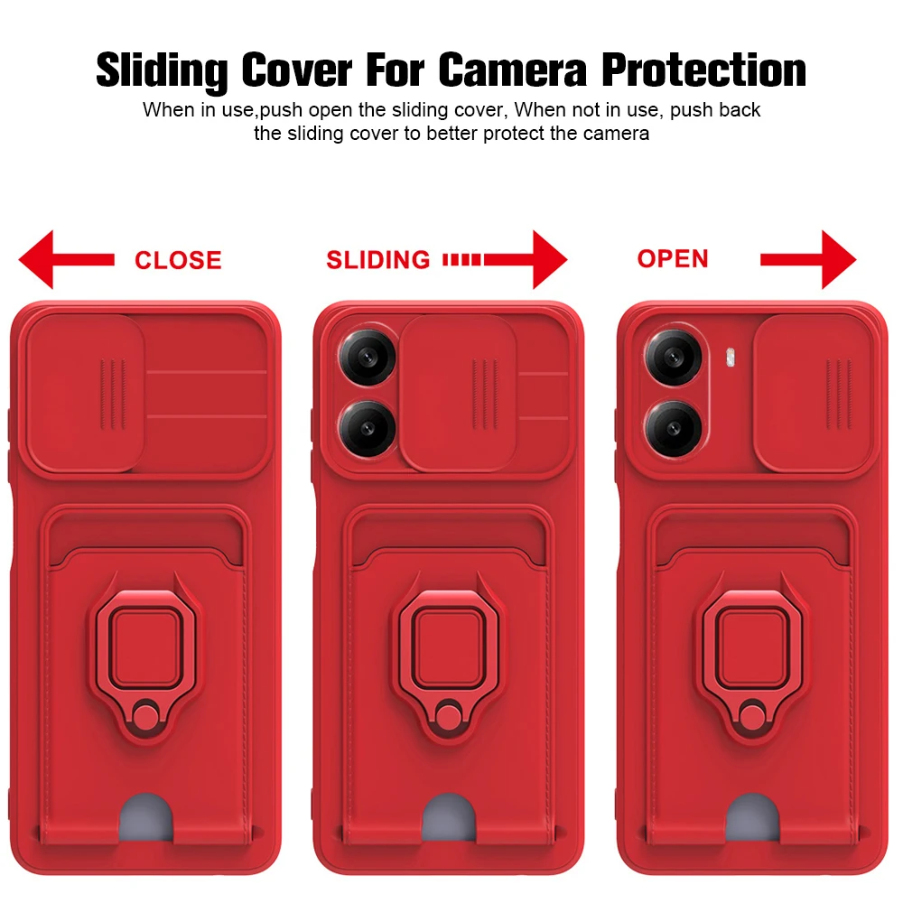 Multifunctional Magnetic Ring Case with Lens Protection and Card Holder