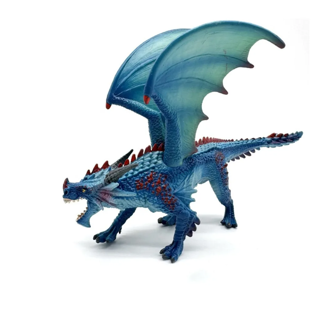 Ice Flying Dragon Mythical Figurine - Fire-Breathing Western Beast PVC Toy Ornament