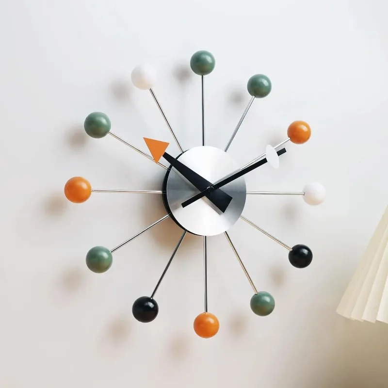 Description Picture 4 of itemModern Wall Clock Silent Non Ticking 13 Inch Pop Color Decorative Ball Clocks for Living Room Kitchen Office Wall Clocks