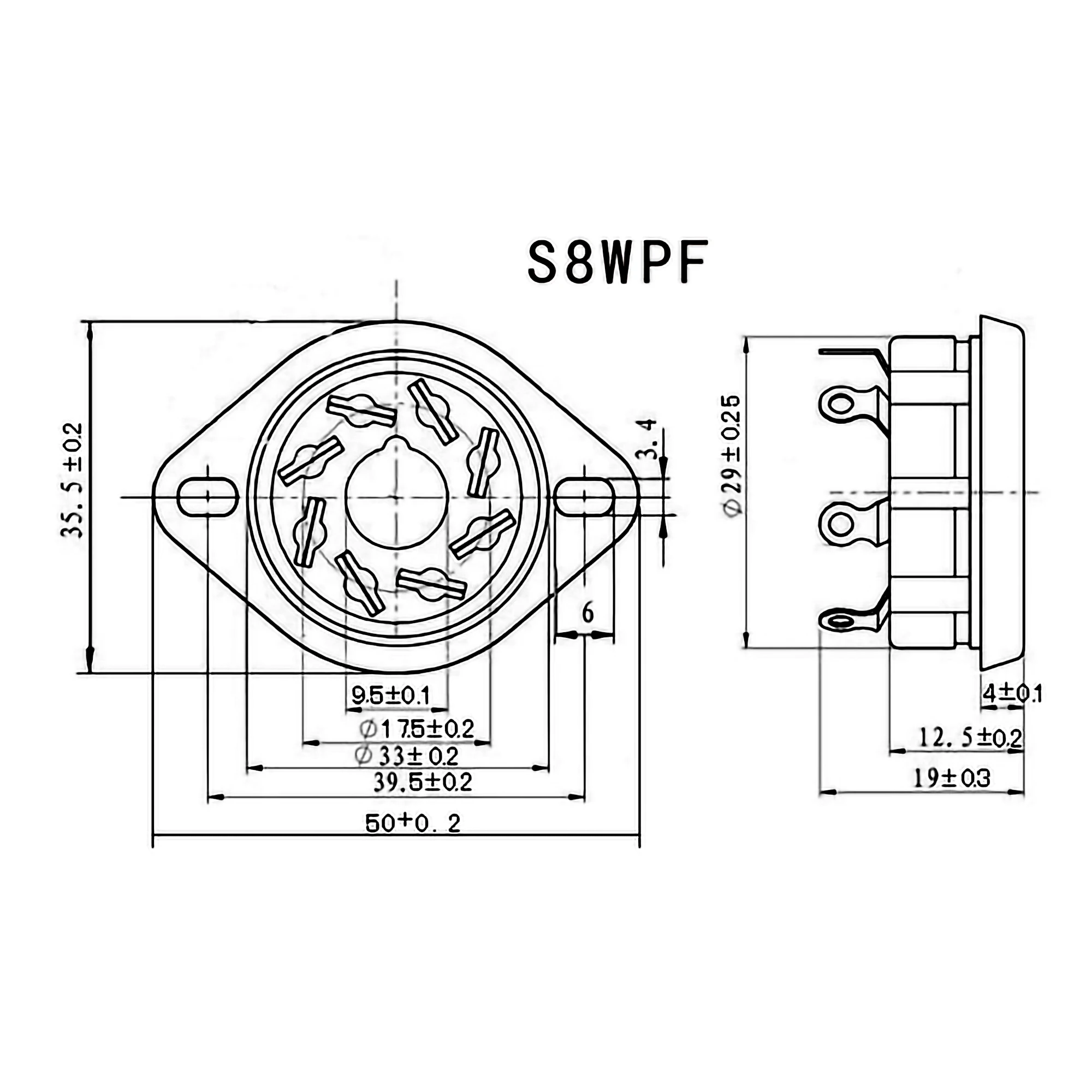 1PC 8Pin Bakelite Octal Valve Tube Socket S8WPF For 6SN7 6SL7 EL34 6V6 6L6 6CA7 GZ34 KT88 Vacuum Tube Amplifier Chassis Mount