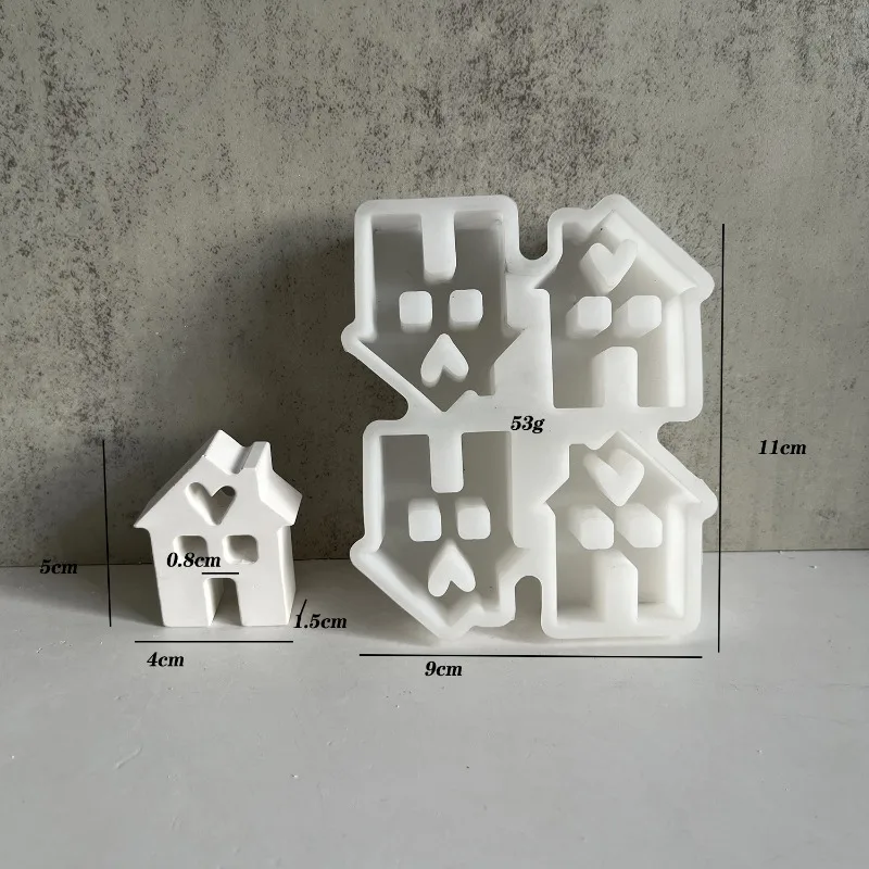 DIY Concrete Love House Candle Holder Mold Handmade House Candlestick Silicone Molds Plaster Resin Making Home Crafts Decor