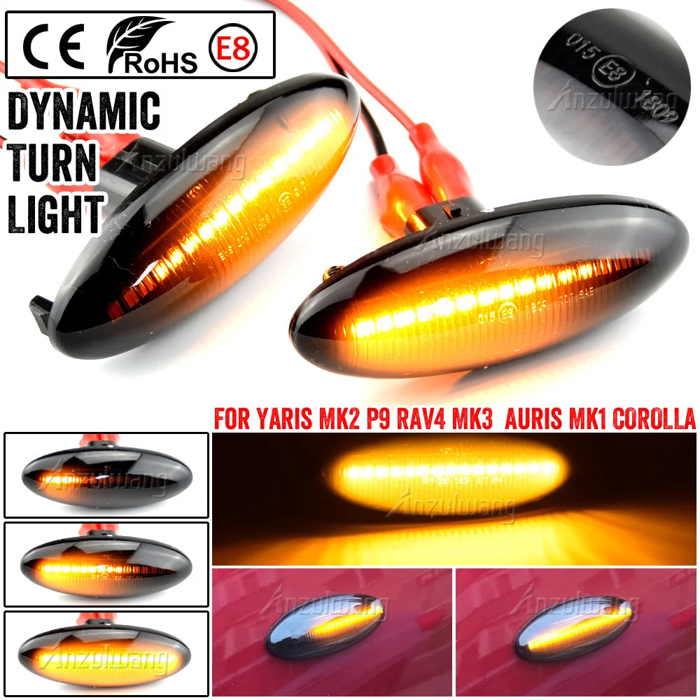 

2pcs Dynamic LED Side Marker Light Turn Signal Indicator Repeater Light Fit For Toyota Yaris COROLLA Auris Mk1 E15 RAV4 Mk3