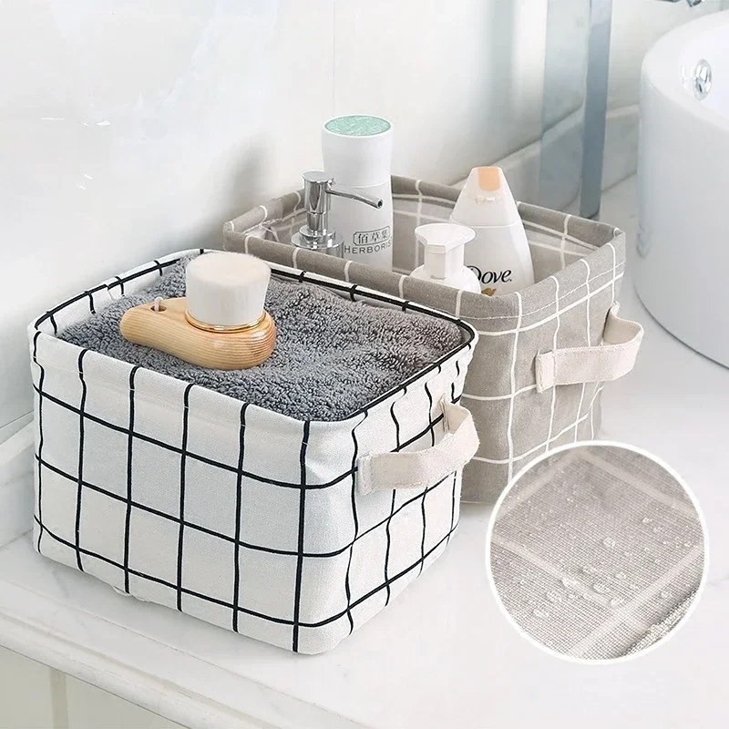 Foldable Desktop Storage Box Fabric Bedroom Storage Basket Home Cabinet Cosmetic Organizer Jewelry Organizer Basket Toy Storage 5