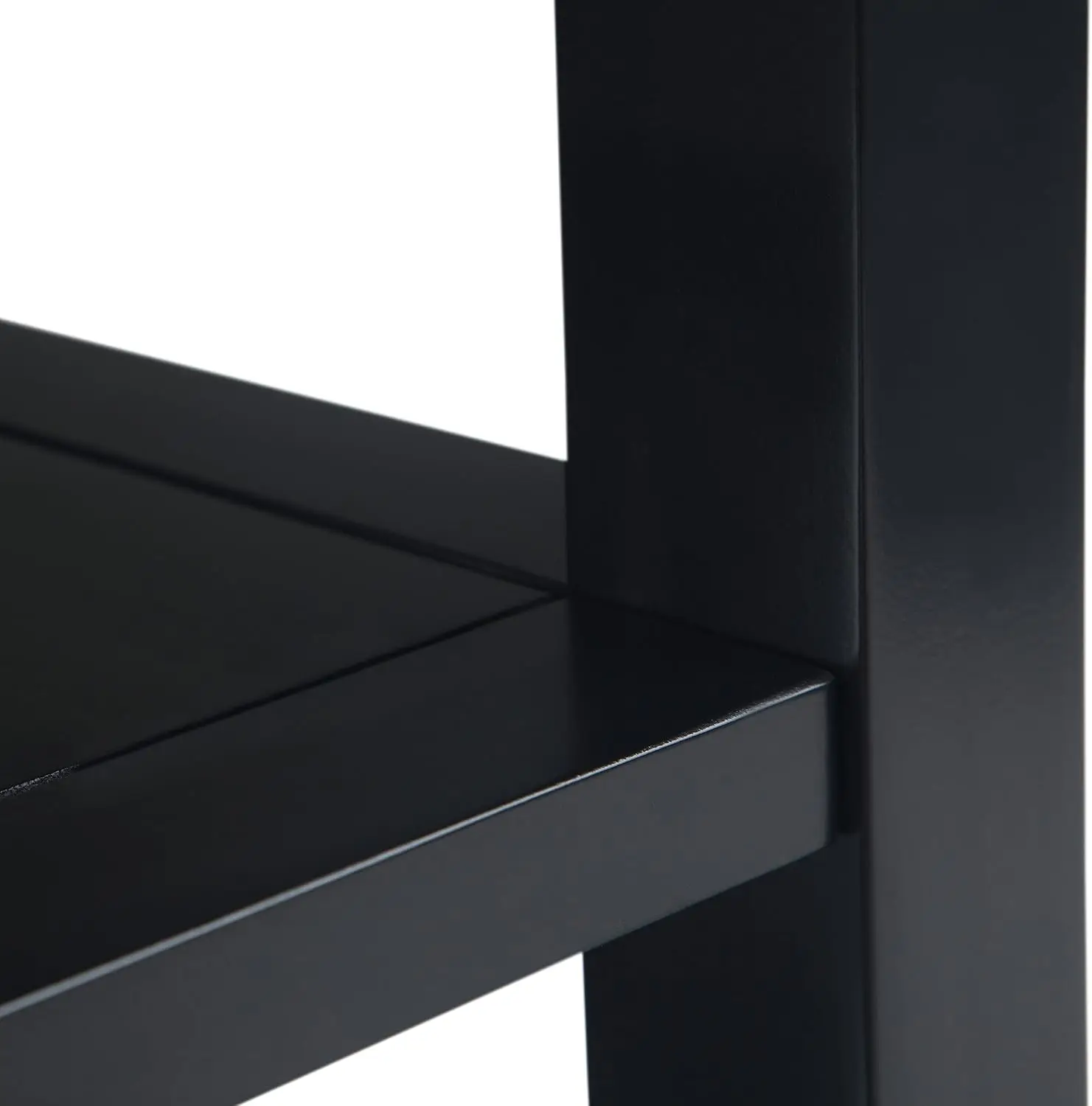 Acadian SOLID WOOD 14 inch wide Rectangle Rustic Contemporary Narrow Side Table in Black with Storage, 2 Shelves 5