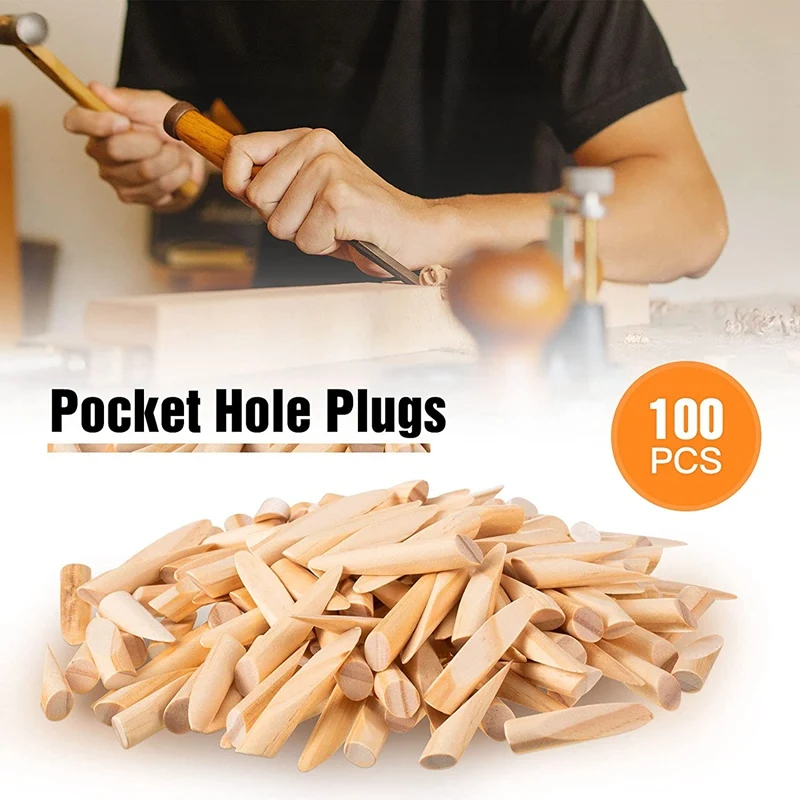 Solid Wood Pocket Hole Plugs Wood Pine For Pocket Hole Jig Woodworking Tool 100 Pieces woodworking tools