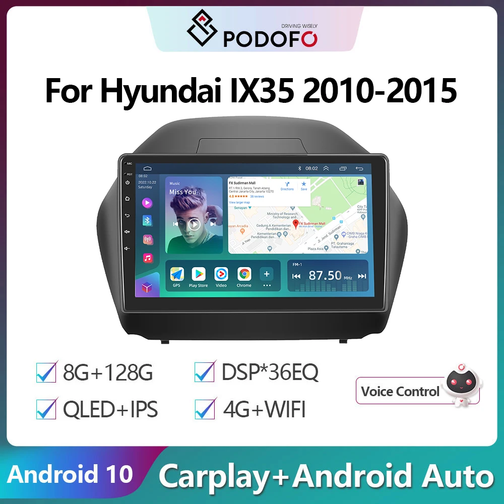 

Podofo Android 10 DSP Car Radio Multimidia Video Player Navigation GPS For Hyundai IX35 2010-2015 2din 4G WIFI Carplay Head Unit