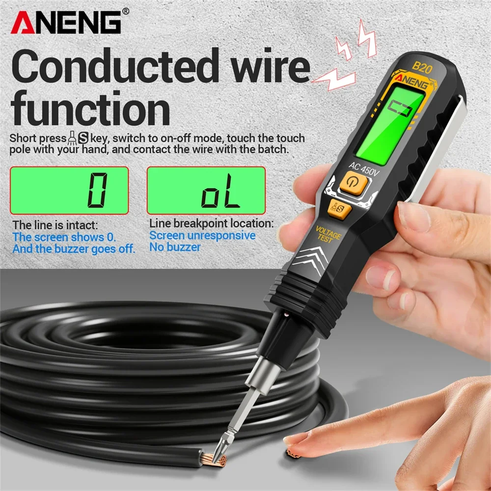 ANENG B20 절연 드라이버 이중 헤드 이중 용도 슬롯 크로스 테스터 펜 스크류 드라이버 수리 전압 측정기 핸드 툴