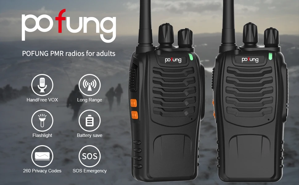 3 Stück Pofung PT88E PMR446 Handfunkgerät 446.00625-446.19375MHz 1500mAh 16CH VOX Scanner USB-Ladegerät Baofeng Walkie-Talkie – Detail 1