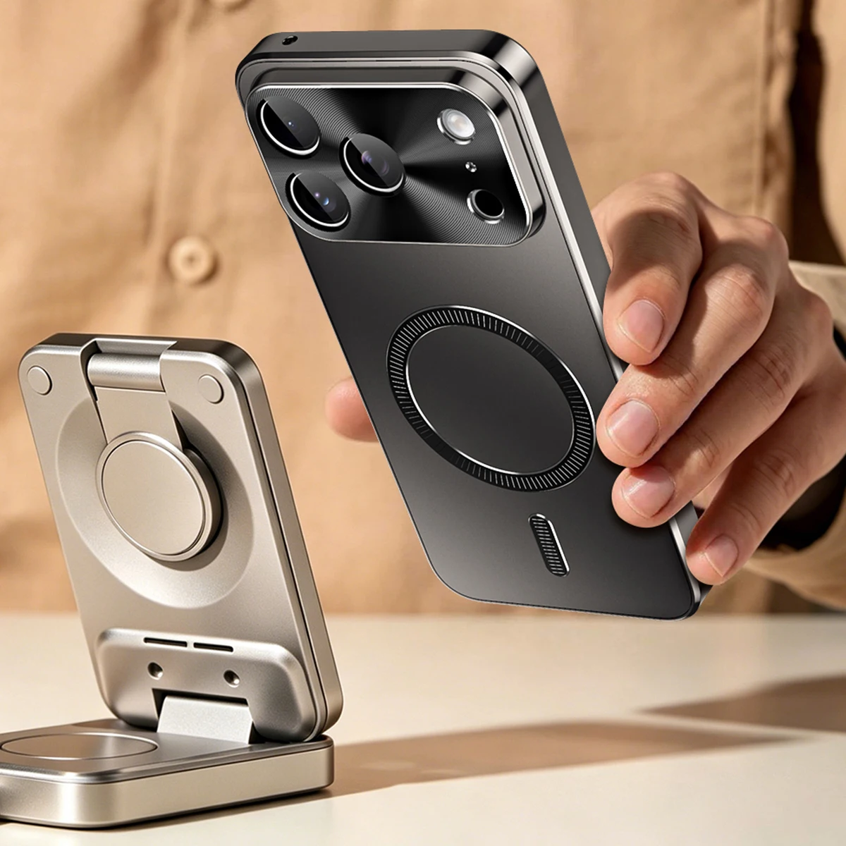 Magnetic Shockproof Case with Alloy Metal Lens and Matte Finish