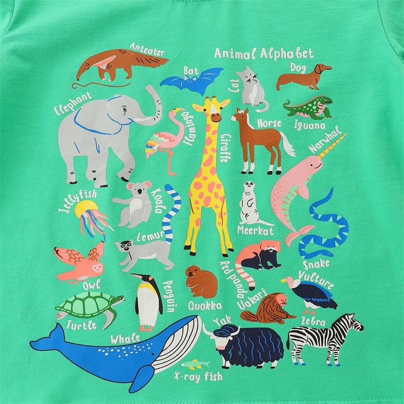Jumping Meters 2-7T Girls T Shirts With Animals Short Sleeve Summer Baby Clothing Fashion Baby Shirts Tops Kids Wear 4