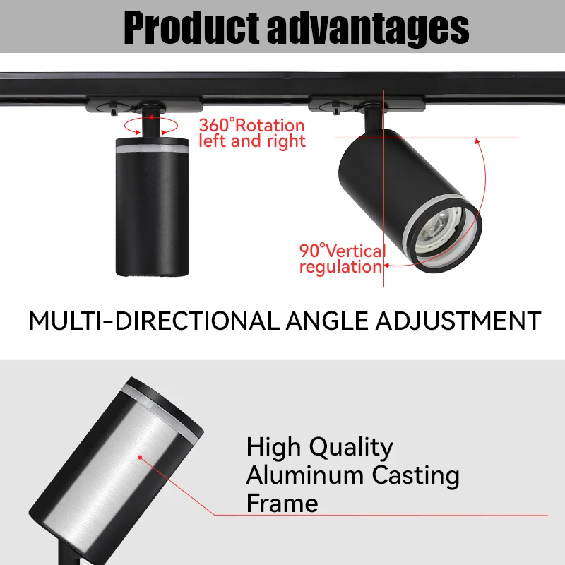 GU10 Track Lamps Rail Spot Lighting 220V Track Light Fixtures Rail for Ceiling Wall Living Room Store Tracks Spots Home Tracking 3