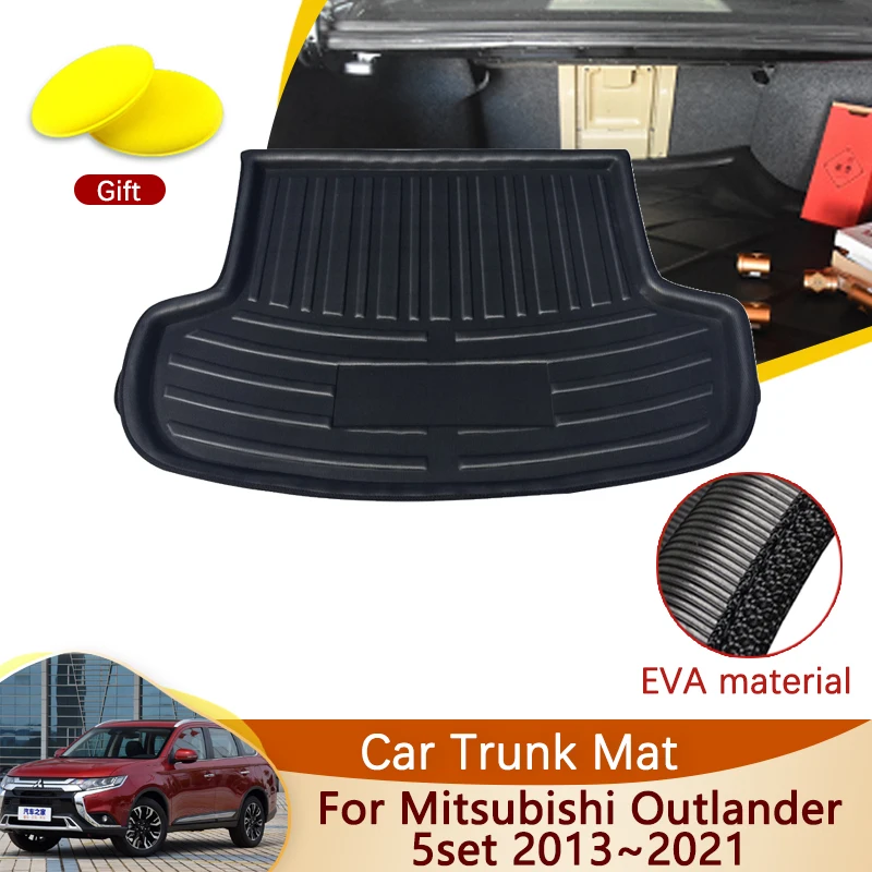 

Car Rear Trunk Mat For Mitsubishi Outlander 3 5set 2013~2021 Accessories Floor Tray Liner Cargo Boot Carpet Auto Mud Mats PHEV