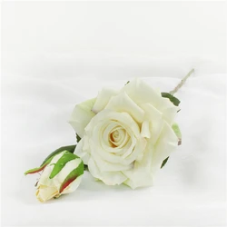 Elegant Real Touch Artificial Rose Bouquet - Latex - Coated Silk for Wedding and Home Décor (Beige)