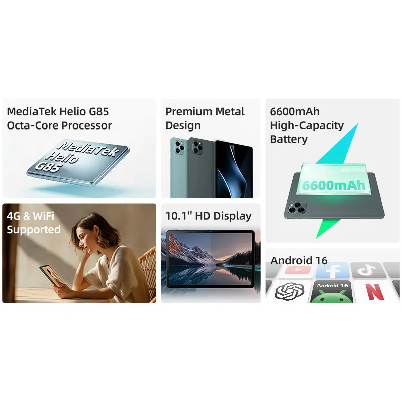 블랙샤크 패드 SE 태블릿 글로벌 버전 4G LTE WiFi 10.1인치 60Hz HD 디스플레이 미디어텍 Helio G85 10W 고속 충전 안드로이드 태블릿