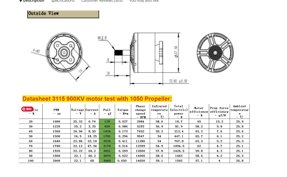 Description Picture 2 of item1/2/4pcs 3115-900kv 6S Brushless Motor for FPV Drones Freestyle 10inch for FPV RC Multicopter Racing Drone Parts DIY PARTS