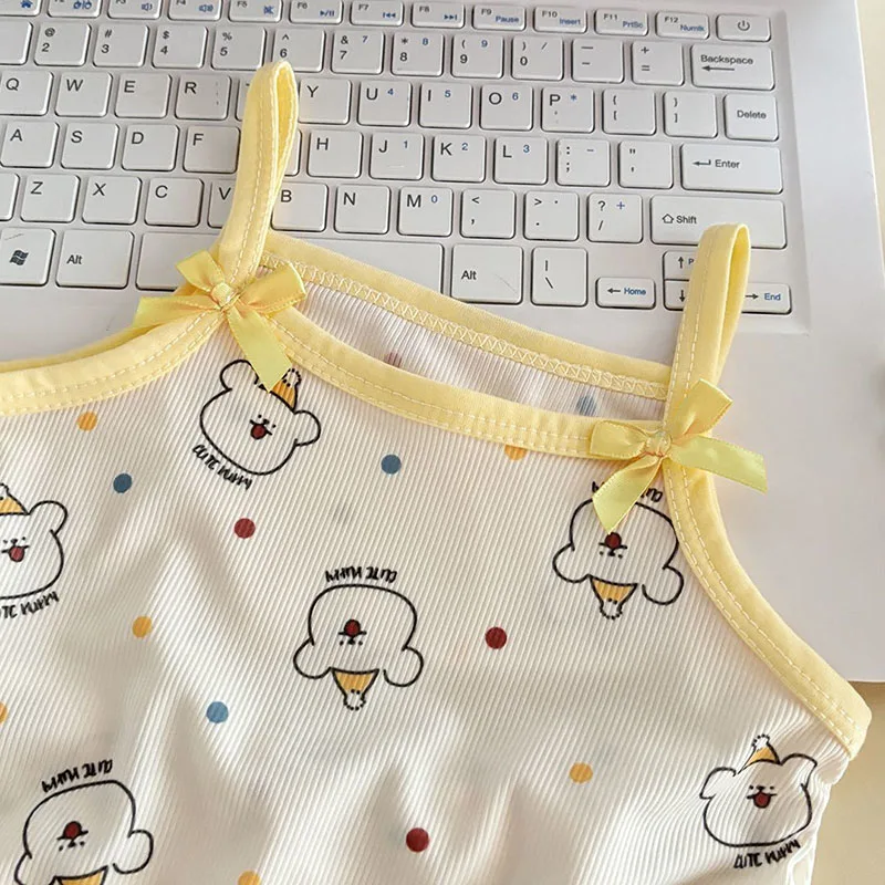 Neue Sommer Kinder Homewear Set 1-7T Süße Floral Mädchen Leibchen + Shorts Cartoon Bär Kinder Haushalts Kleidung – Detail 12