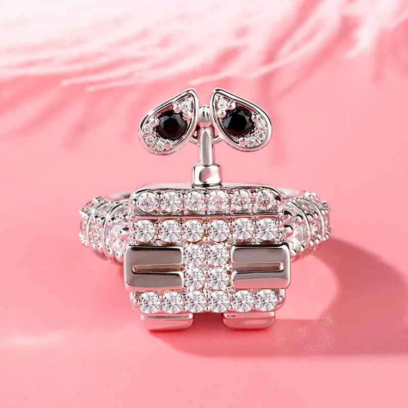 Fashion New Ladies Walli Robot Shape Inlaid Zircon Opening Cute Ring Jewelry Gift | Украшения и аксессуары
