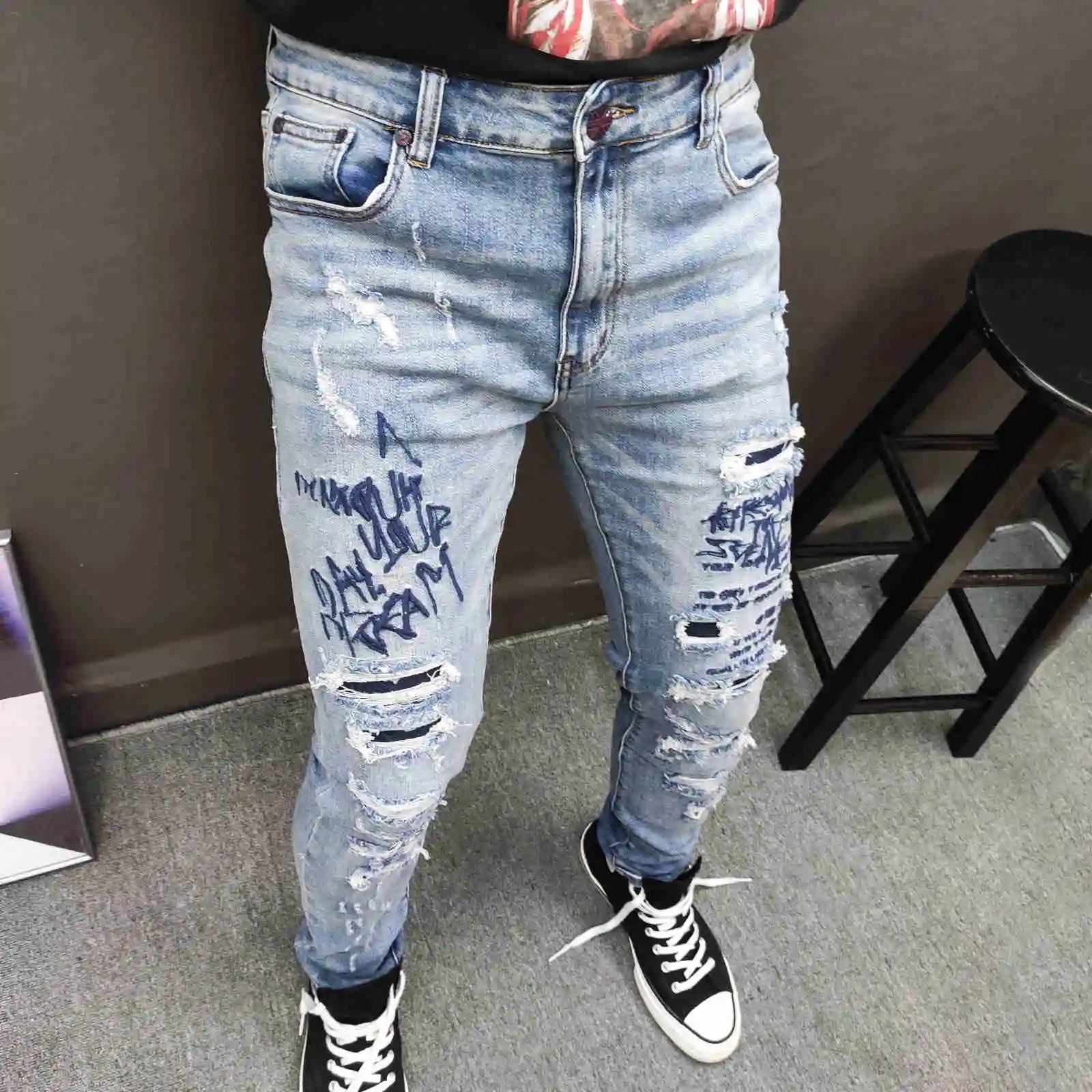 Jean Pantolon Autumn Erkek Personalized Jeans Homme Fashion Mens Pants