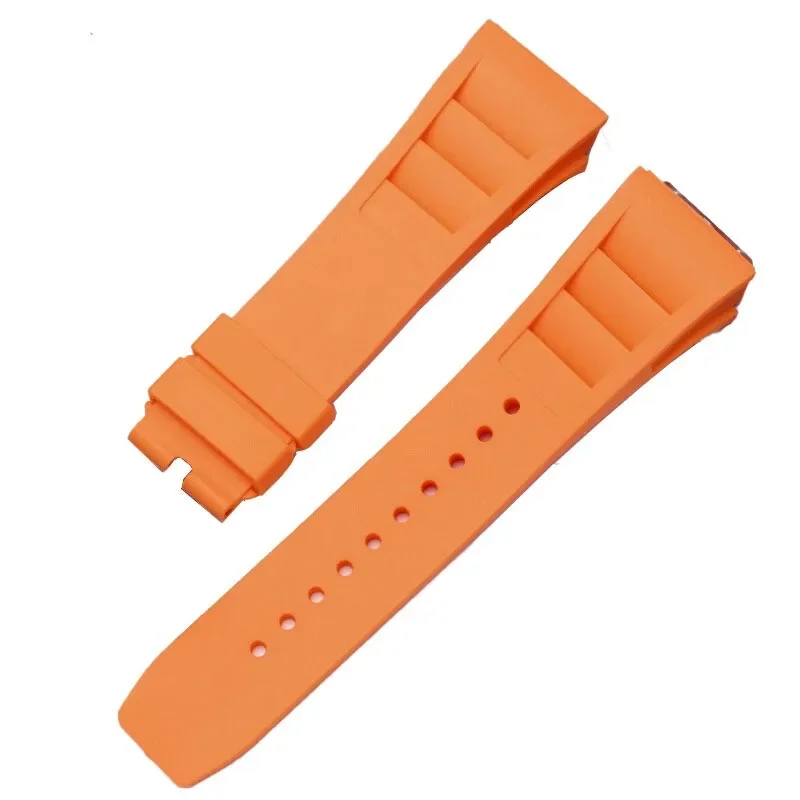 רצועת שעון גומי איכותית רכה ברוחב 25mm-20mm עבור צמיד סדרת Richard Mille RM011 בסגנון מסמר לגברים
