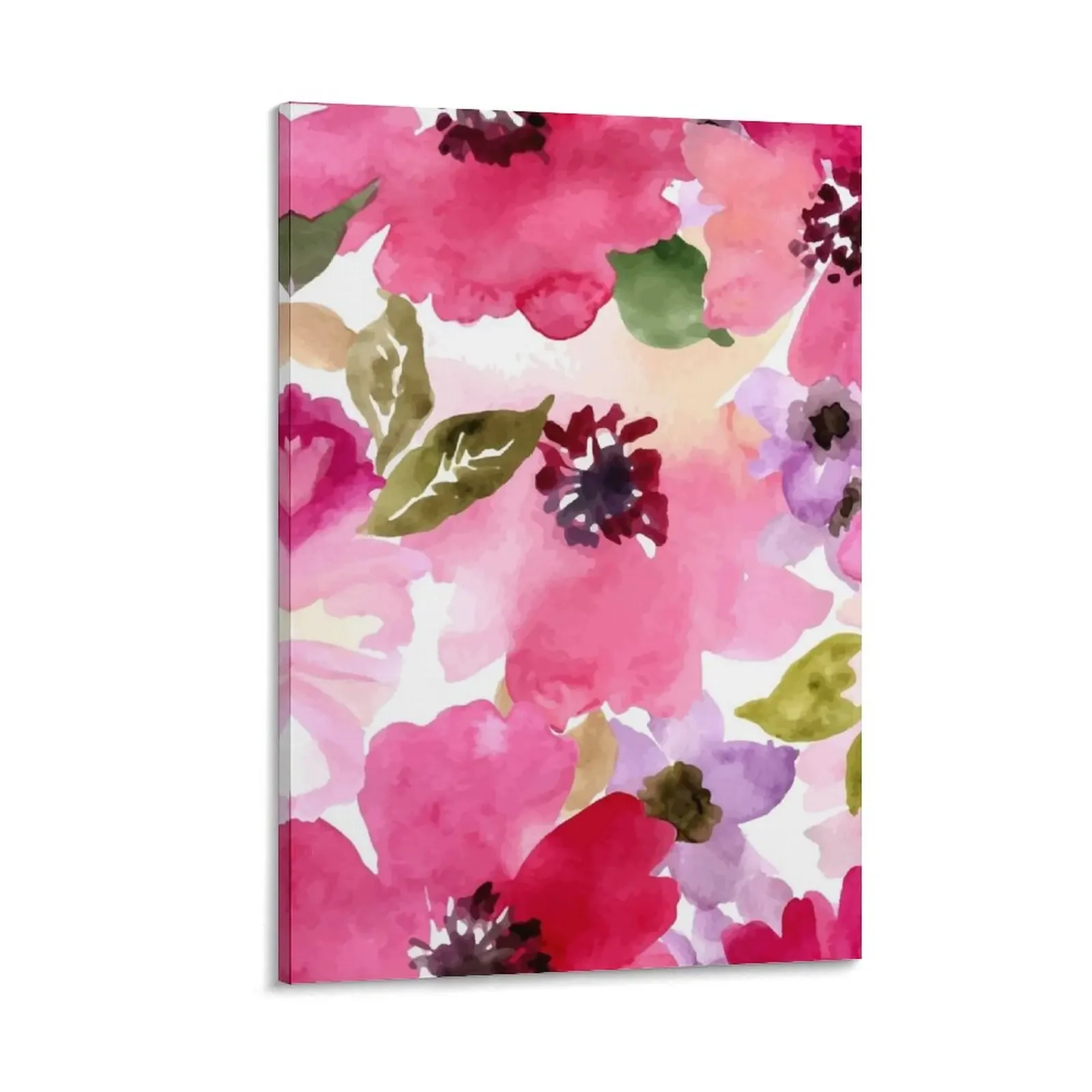 

Watercolor Flowers Pink Fuchsia Canvas Painting room decors aesthetic bedrooms decorations