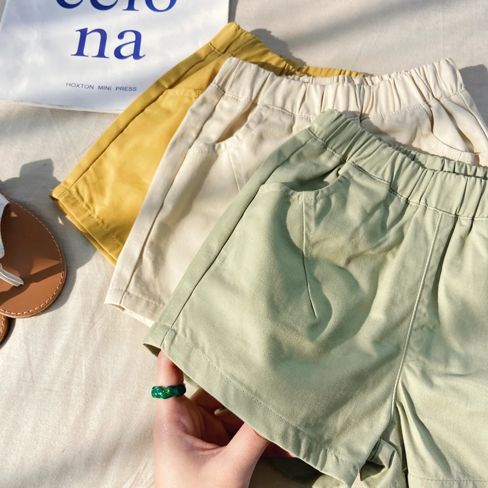 Boys Shorts Summer Korean Children Shorts Casual Overalls for Kids Boy Loose Girls Pants Solid Color Toddler Trousers