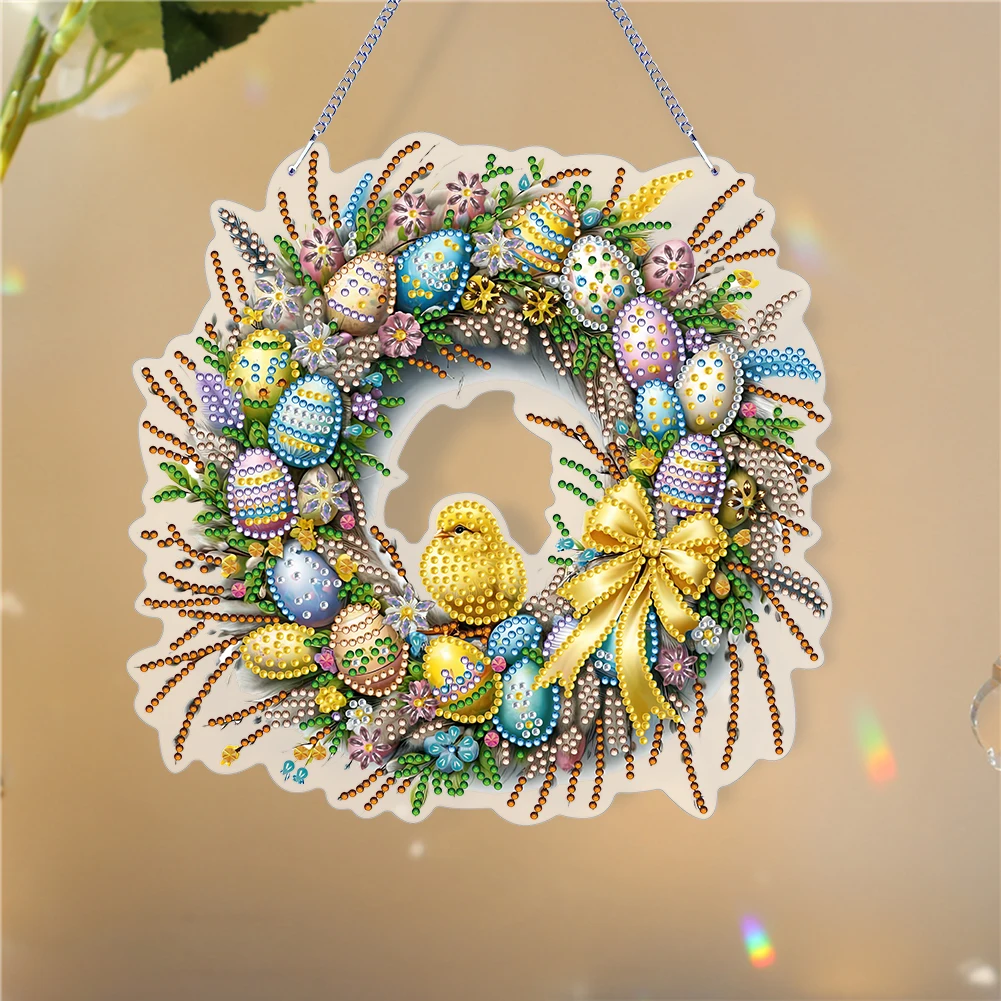 DIY Acrylic Easter Wreath Diamond Painting Pendant