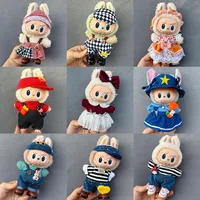 Clothes for Labubu 17cm Labubu V1 V2 V3 Vinyl Doll Clothes Handmade Costume Polka Dot Dress Set Bow Headwear Quality Gift 1