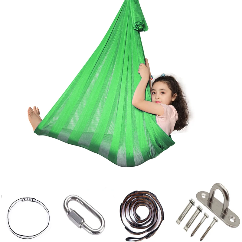 Kids Mesh Swing Hammock for Autism ADHD ADD Therapy Cuddle Up Sensory Child Therapy Elastic Parcel Steady Seat Swing Chairtoy