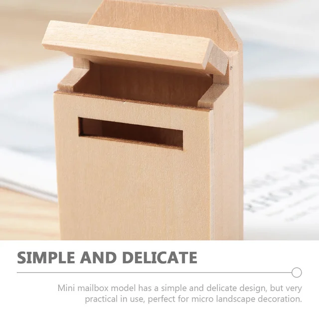 Miniatűr Üres Mail Box House Mini Miniature Wood Flip Postafiók Modell - Image 6