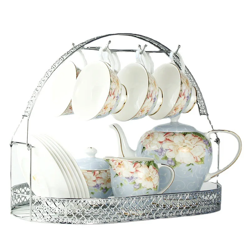 European-style Silver-plated Coffee Cup Holder Home Crafts Iron Rack Saucer Holder Lace Wire Cup Saucer Iron Crafts