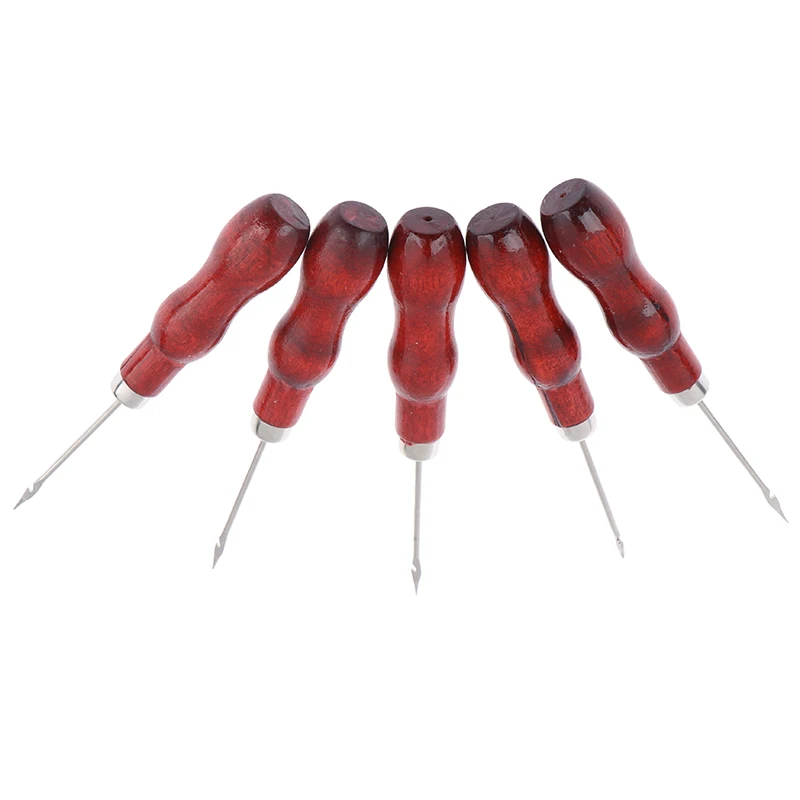 5 Pcs Red Leather Craft Awl Hand Sewing Tool Leather Shoes Repair Hook Awl Puncher Positioning Drilling Tool